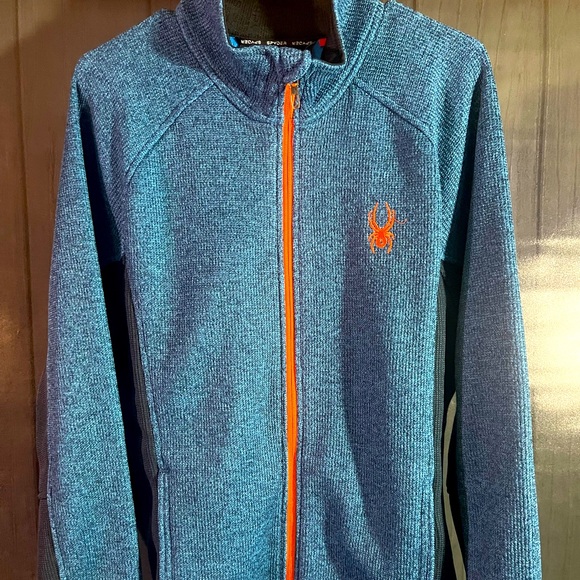 Spyder Mens Large Blue and Orange Zip Coat. - Picture 2 of 5